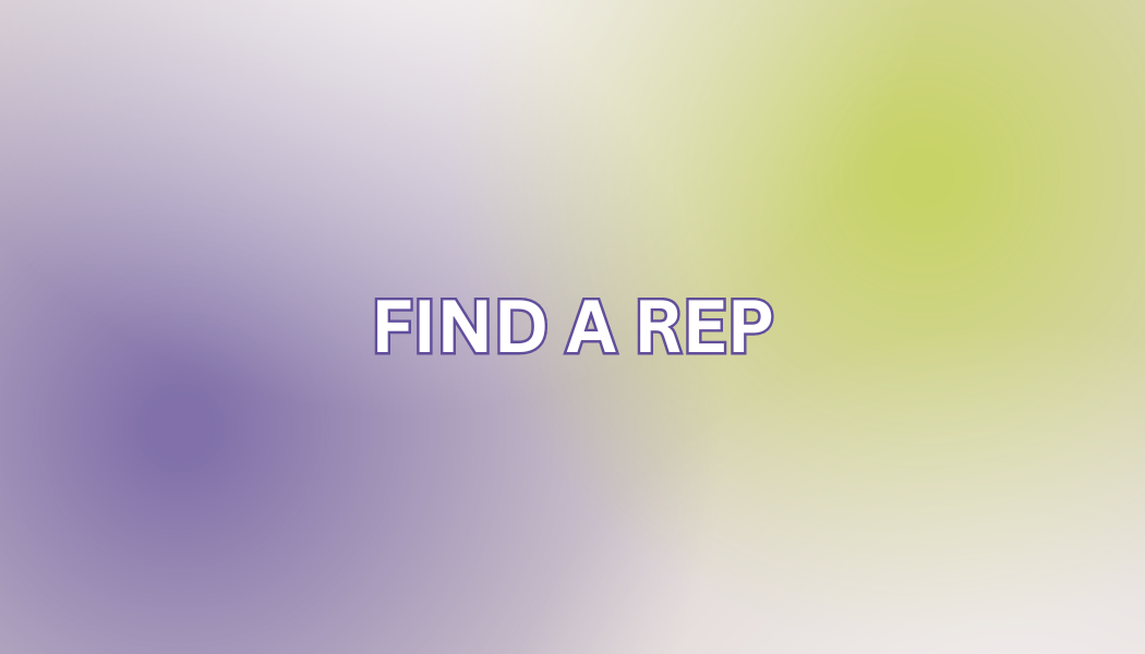 Find a rep on a purple and green gradient background