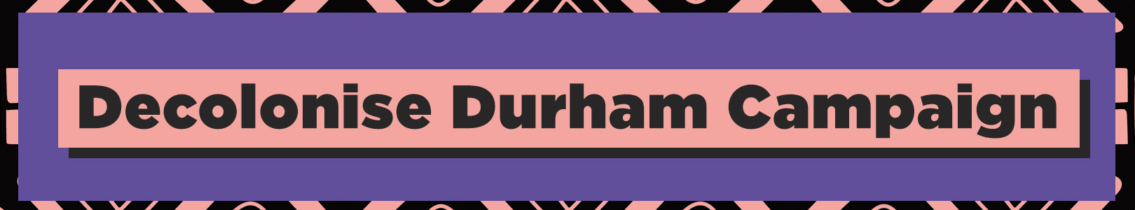 Decolonise Durham Campaign on a pink background in black text